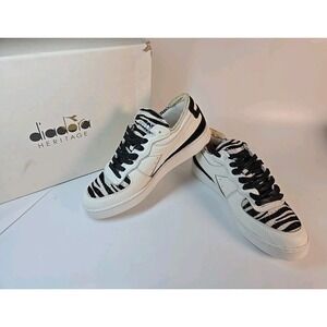 DIADORA HERITAGE MI Basket Row Cut Zebra Men Size 8, Woman 9.5